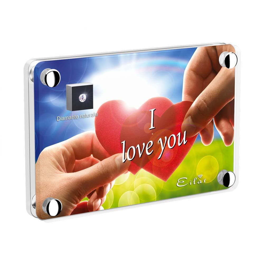 Regalo Diamante “Bianco” Amore | Blister Diamante “Bianco” 0,04ct | Confezione Led