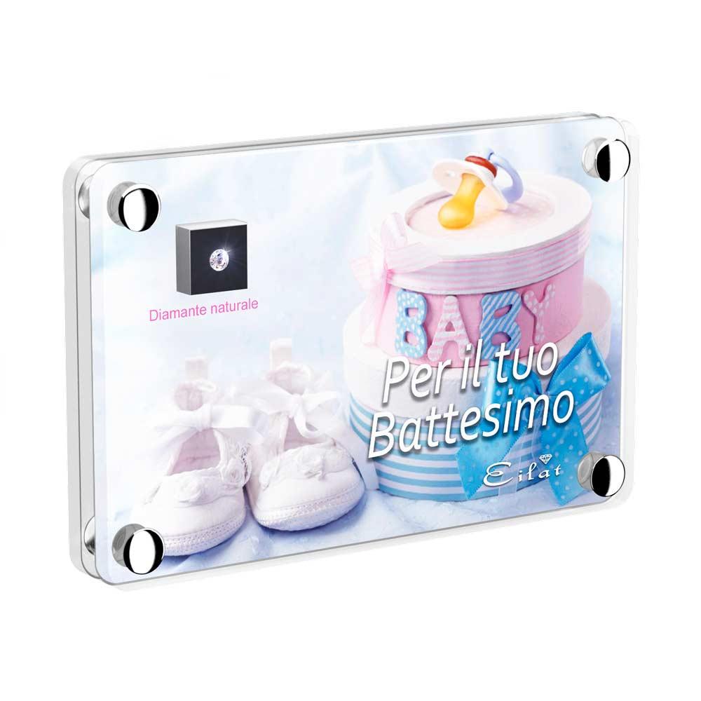 Regalo Diamante “Bianco” Battesimo | Blister Diamante “Bianco” 0,015ct | Confezione Light