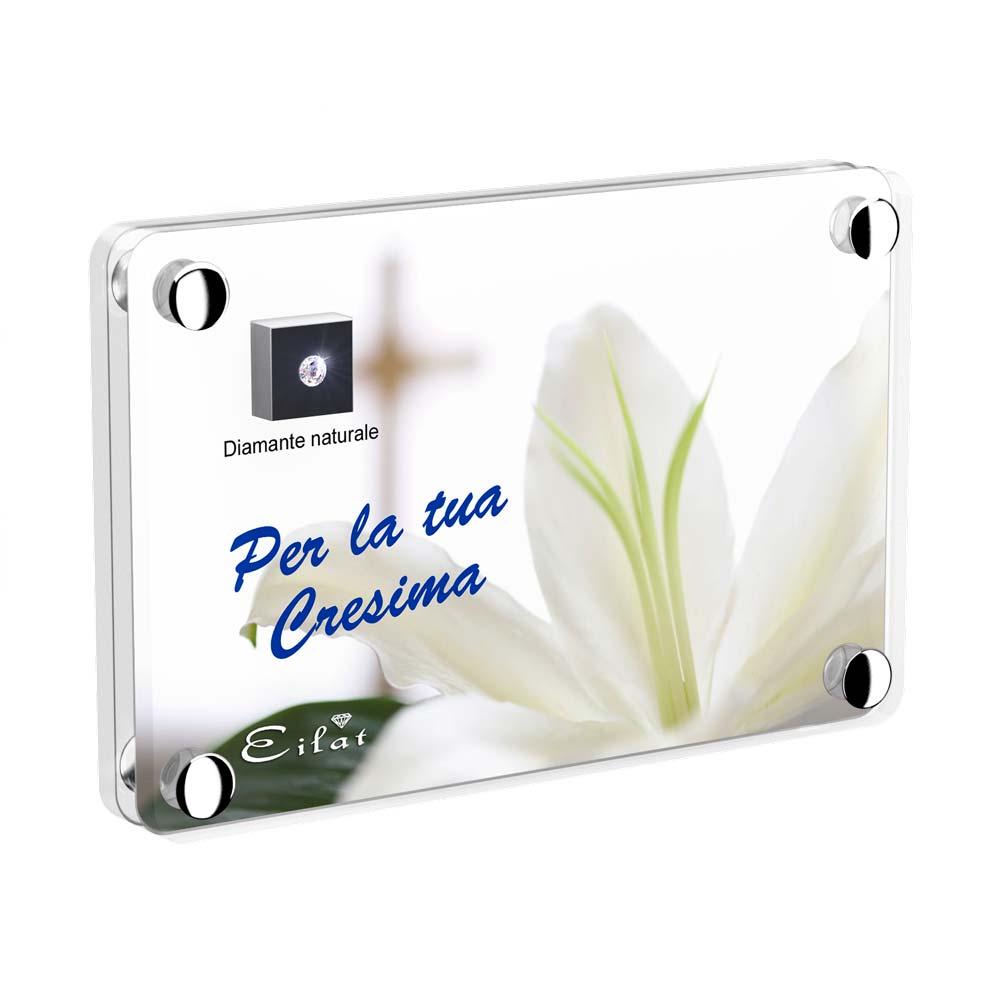 Regalo Diamante “Bianco” Cresima | Blister Diamante “Bianco” 0,09ct | Confezione Led