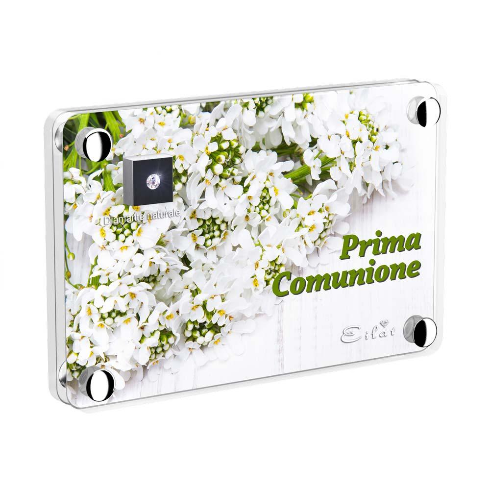 Regalo Diamante “Bianco” Comunione | Blister Diamante “Bianco” 0,09ct | Confezione Led