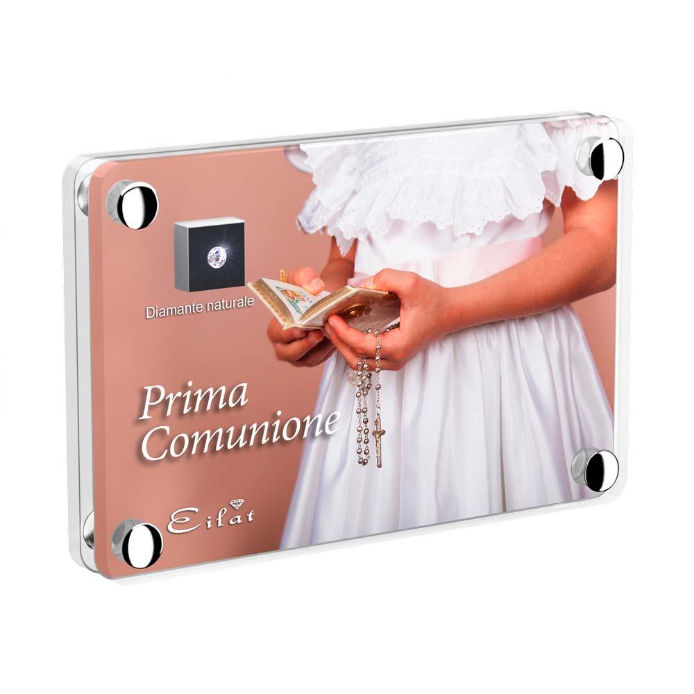 Regalo Diamante “Bianco” Comunione | Blister Diamante “Bianco” 0,06ct | Confezione Light