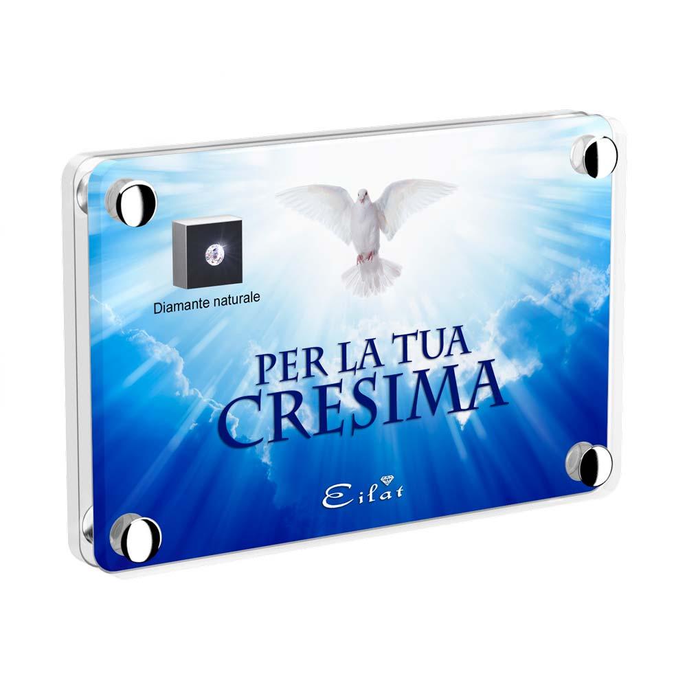 Regalo Diamante “Bianco” Cresima | Blister Diamante “Bianco” 0,04ct | Confezione Led